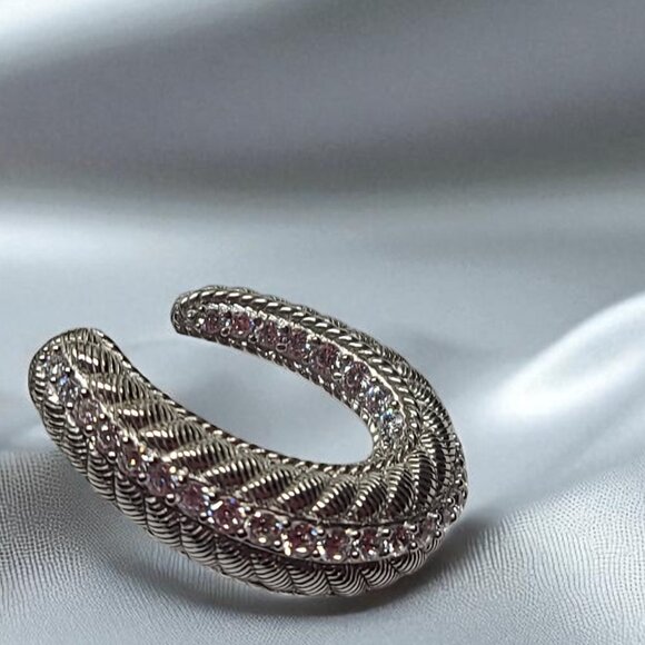 Judith Ripka .925 Sterling Silver Diamonique Earrings – 1.25" – Omega Backs – - Picture 7 of 8